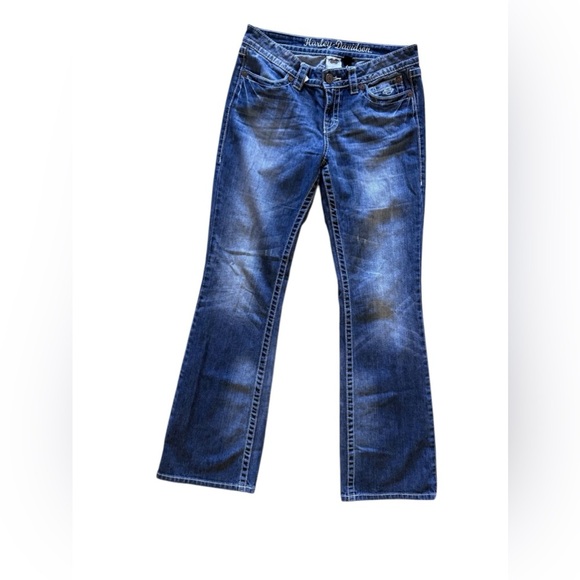 Harley-Davidson Women's Bootcut Jeans Blue Denim Genuine Motor Clothes Size 8 - Picture 1 of 16